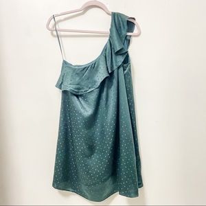 Madewell Emerald Silk Polka Dot Mini Dress